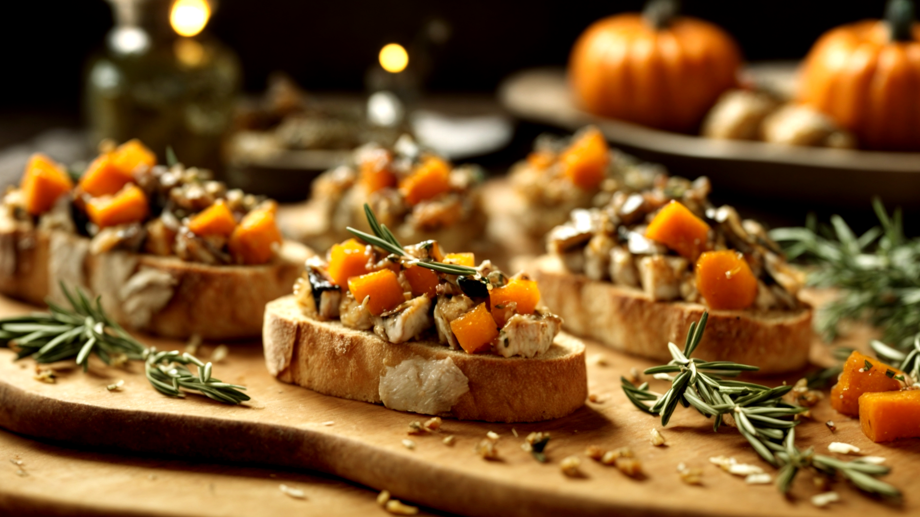 Casale toscano tramonto crostini di sgombro e zucca"