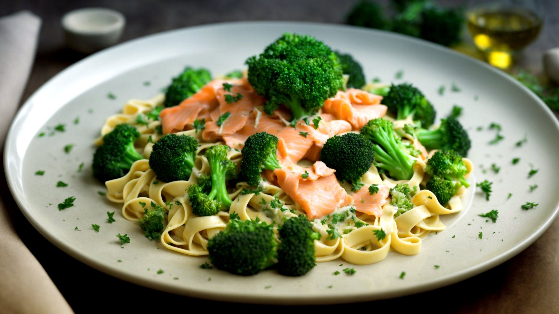 Tagliatelle salmone broccoli"